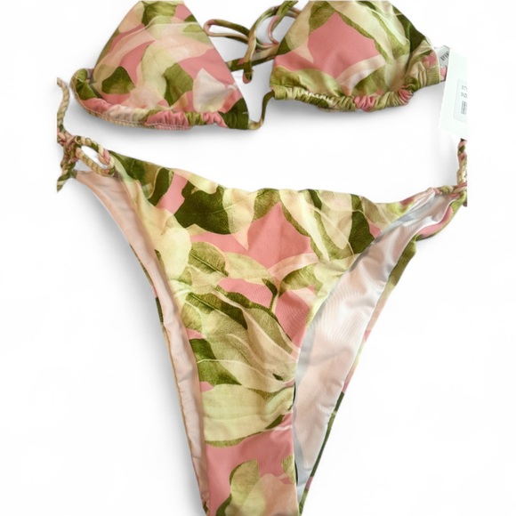 Envya Pink and Green Leaf Bikini Set - Picture 4 of 4